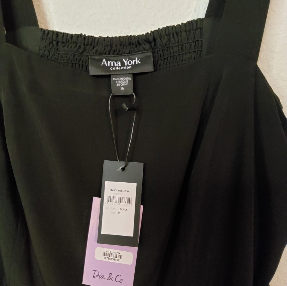 NWT Arna York Black Maxi Willow Dress Size 16 - Picture 4 of 5